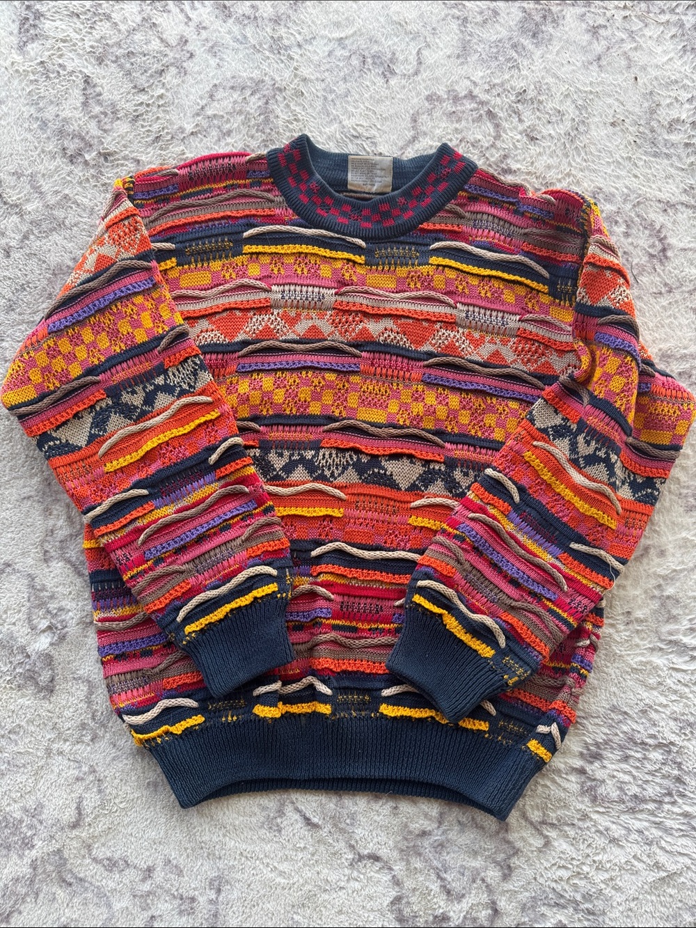 COOGI Multicolor 3D Textured Knit Sweater Small